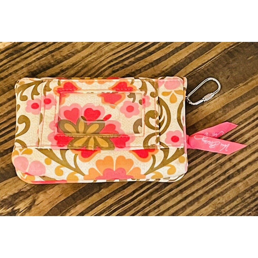 Vera Bradley Mod Floral Pink Yellow Zip Around Wallet Clutch/Wristlet Flowers